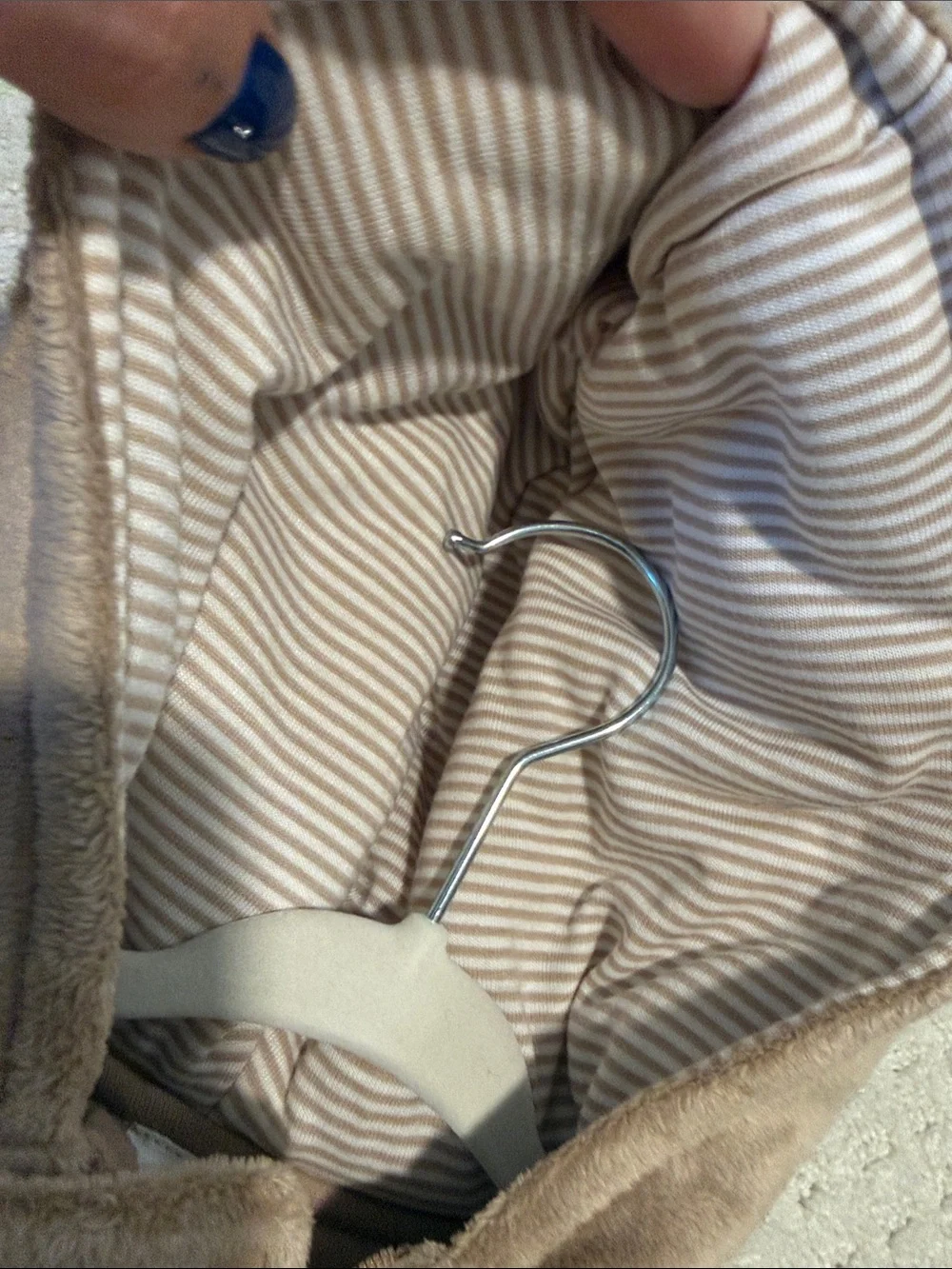 Plush Hooded Baby Footed One-Piece in Tan by